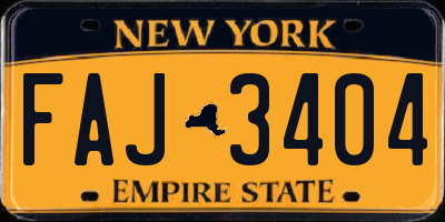 NY license plate FAJ3404
