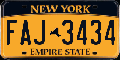 NY license plate FAJ3434