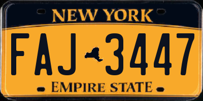 NY license plate FAJ3447
