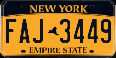 NY license plate FAJ3449