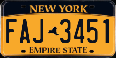 NY license plate FAJ3451