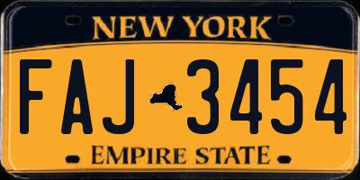 NY license plate FAJ3454