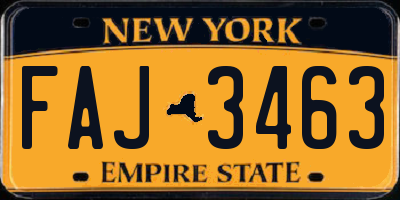NY license plate FAJ3463