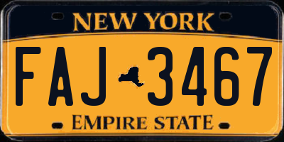 NY license plate FAJ3467