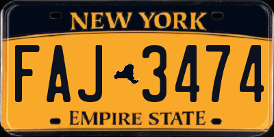 NY license plate FAJ3474