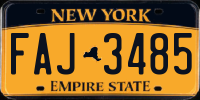 NY license plate FAJ3485