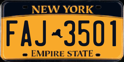 NY license plate FAJ3501