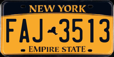 NY license plate FAJ3513