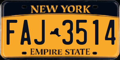 NY license plate FAJ3514