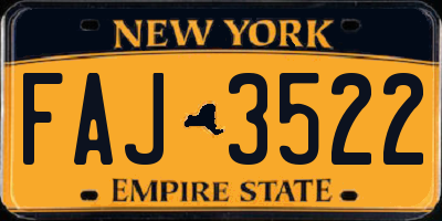 NY license plate FAJ3522
