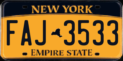 NY license plate FAJ3533