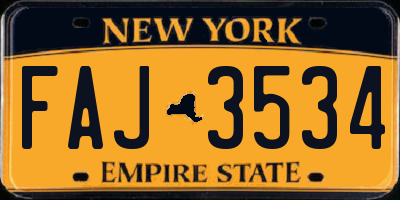 NY license plate FAJ3534