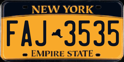 NY license plate FAJ3535