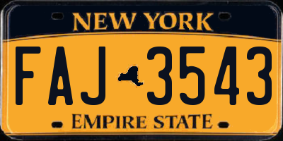 NY license plate FAJ3543