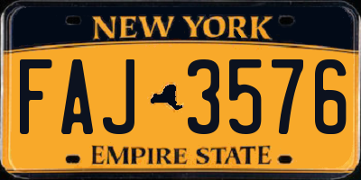 NY license plate FAJ3576