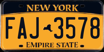 NY license plate FAJ3578