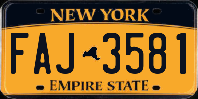NY license plate FAJ3581