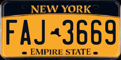 NY license plate FAJ3669