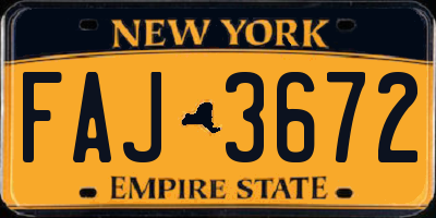 NY license plate FAJ3672