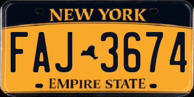 NY license plate FAJ3674