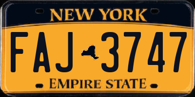 NY license plate FAJ3747