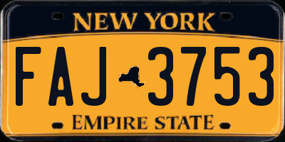 NY license plate FAJ3753