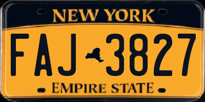 NY license plate FAJ3827