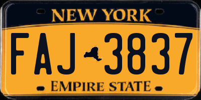 NY license plate FAJ3837