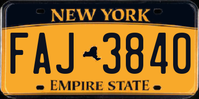 NY license plate FAJ3840