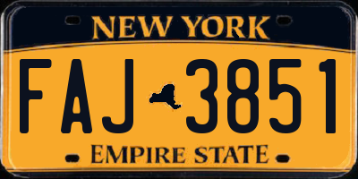 NY license plate FAJ3851