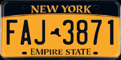 NY license plate FAJ3871