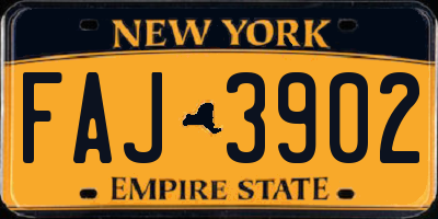 NY license plate FAJ3902