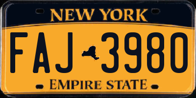 NY license plate FAJ3980
