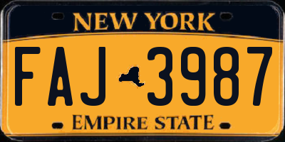 NY license plate FAJ3987