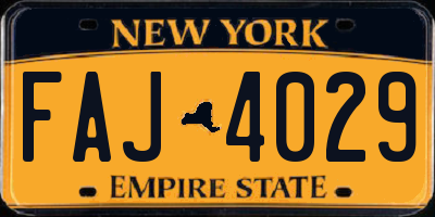 NY license plate FAJ4029