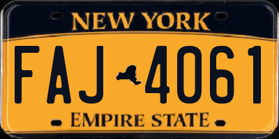 NY license plate FAJ4061