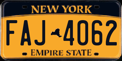 NY license plate FAJ4062