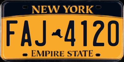 NY license plate FAJ4120