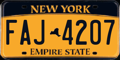 NY license plate FAJ4207