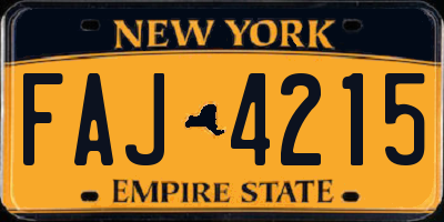 NY license plate FAJ4215