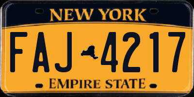 NY license plate FAJ4217