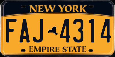NY license plate FAJ4314