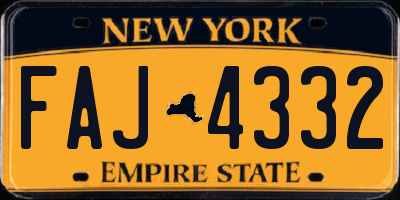 NY license plate FAJ4332