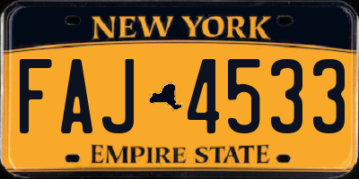 NY license plate FAJ4533