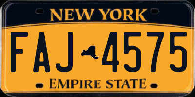 NY license plate FAJ4575