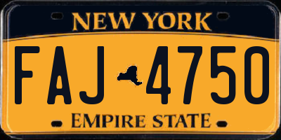 NY license plate FAJ4750