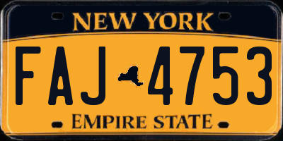 NY license plate FAJ4753