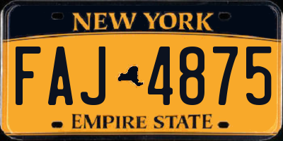 NY license plate FAJ4875