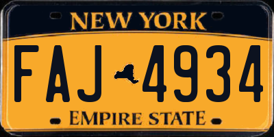 NY license plate FAJ4934