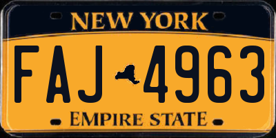 NY license plate FAJ4963